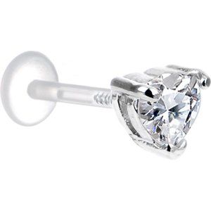 NEW 16 Gauge 3/8 Clear Heart Bioplast Tragus Labret Monroe